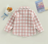 Girls Plaid Cotton Shirt - Pink Check.